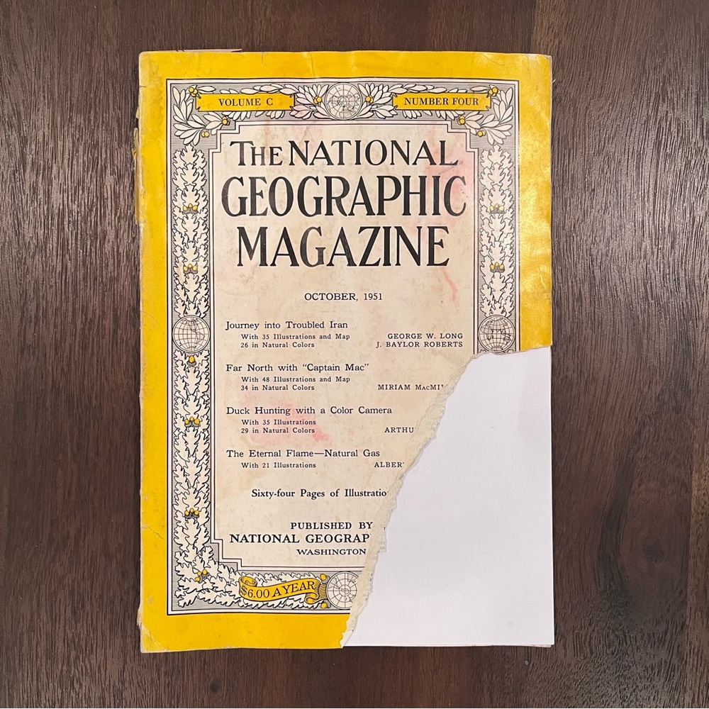 Vintage National Geographic Magazine October‎ 1951 Volume C Number Four